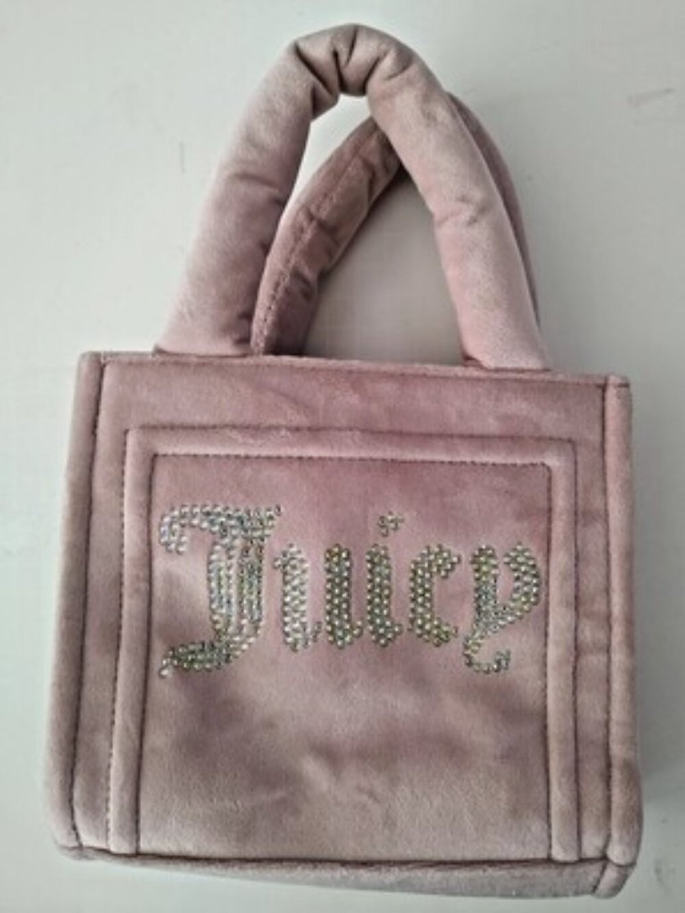 Juicy Couture Extra Spender Micro Tote Bag Purse Pink Velour 6.5 in x 7.5 in